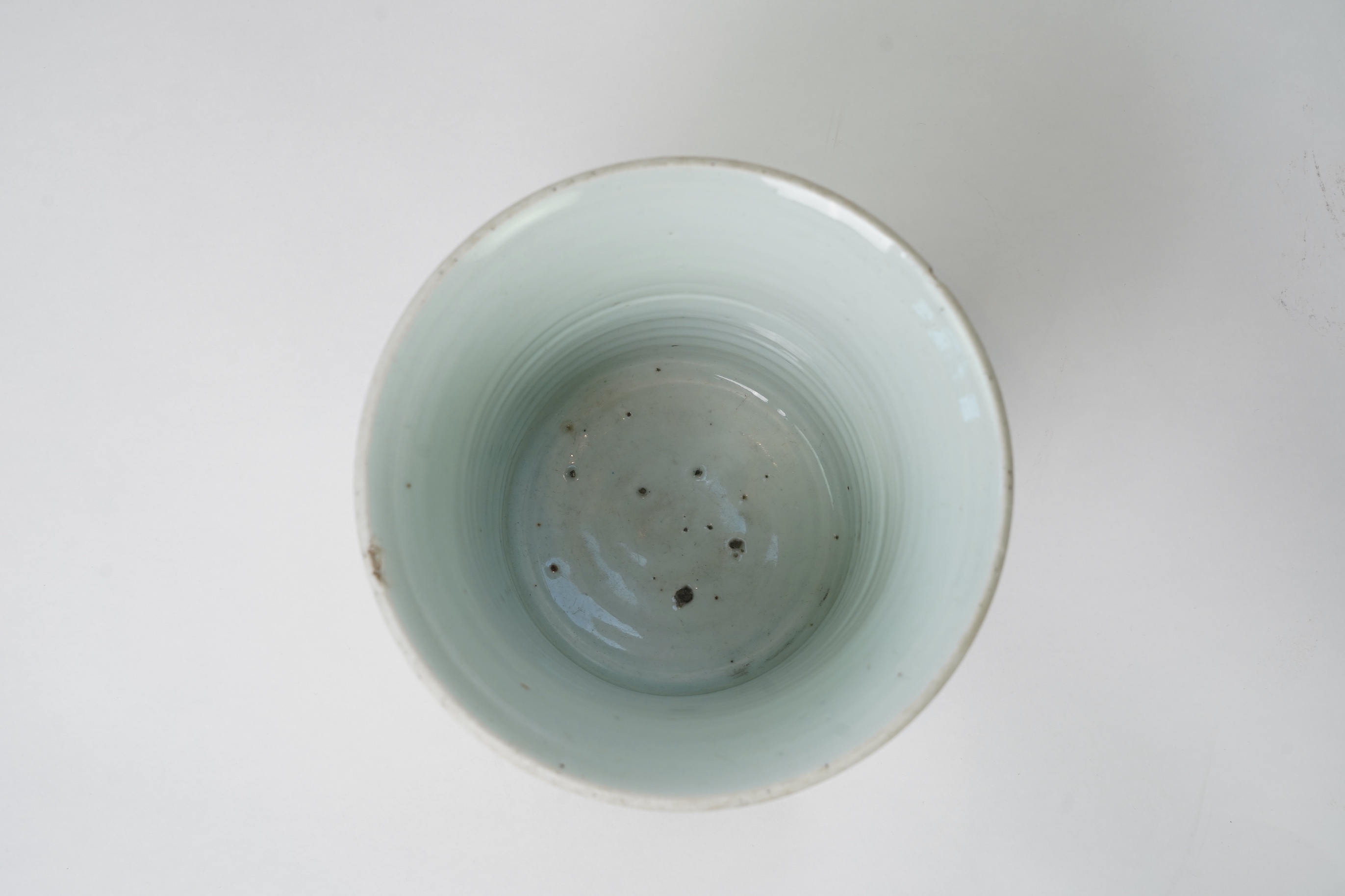 A Chinese blue and white 'ladies' brush pot, possibly Kangxi period